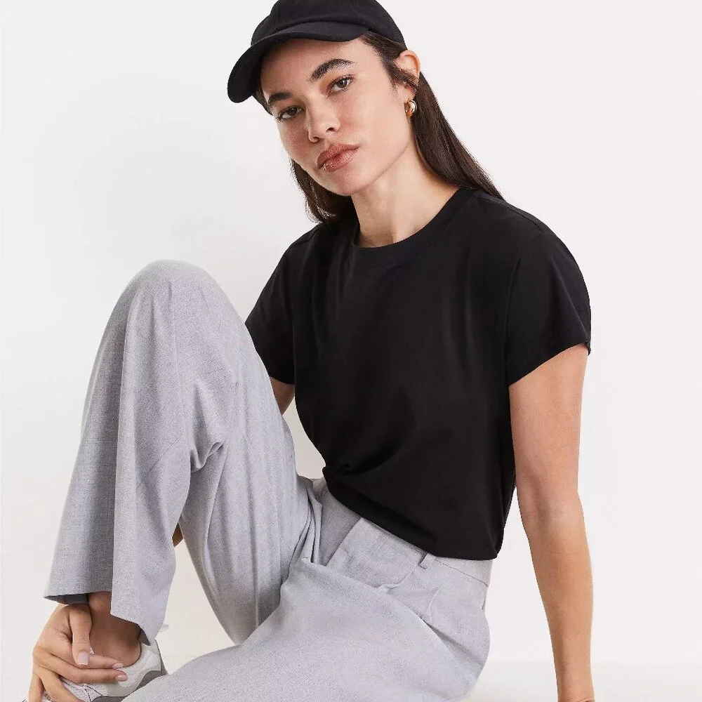 LOFT Versa Relaxed Tee Short Sleeves Black Size S - Picture 7 of 8